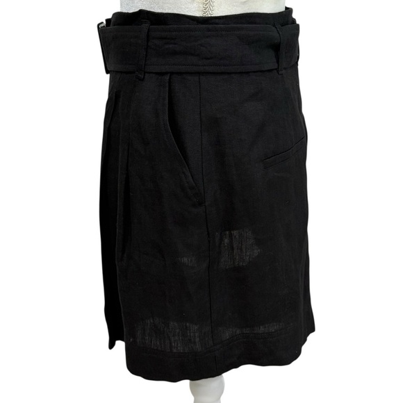 MARELLA by Max Mara Panama Linen Pleated High Waist Belted Shorts Black NWT $225 - Picture 12 of 16